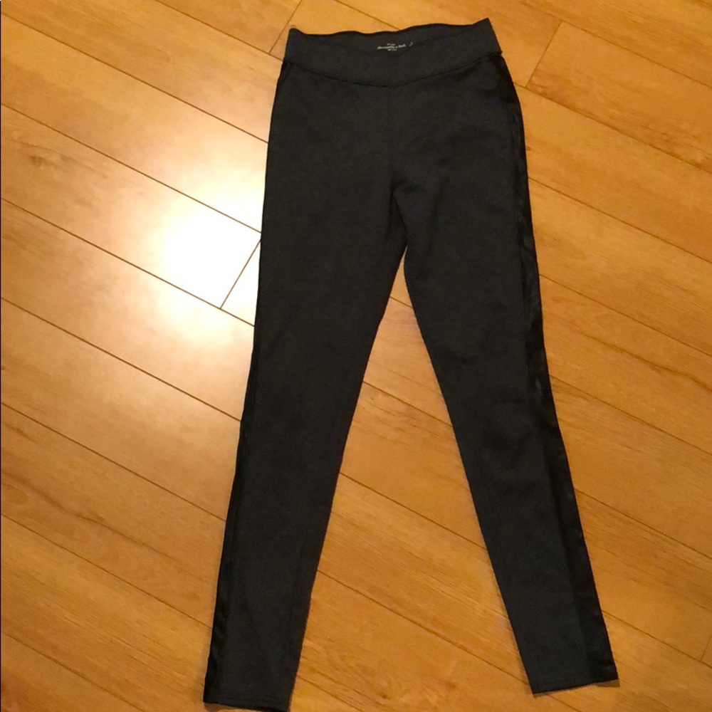 Grey pants with black pleather side stripe!